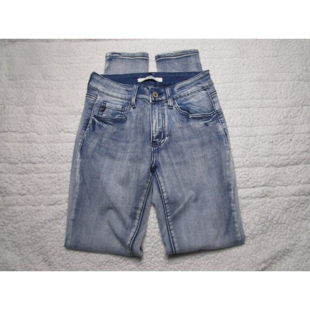 Kancan Size 3/25 Womens Skinny Jeans Distressed Acid Wash Mid Rise 28.5" Inseam